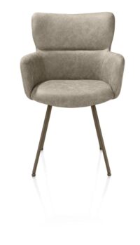 Sage, chaise à accoudoirs - 4 pieds steelbrown - tissu Oregon - beige