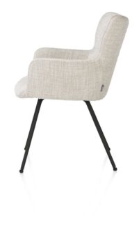 Sage, chaise à accoudoirs - 4-pieds rough off black - tissu Luton - Creme - Image 3