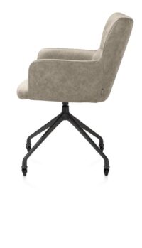 Sage, armstoel + wielen - alu frame in rough off black - stof Oregon - beige - Afbeelding 3