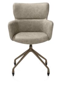 Sage, armstoel + wielen - alu frame in steelbrown - stof Oregon - beige