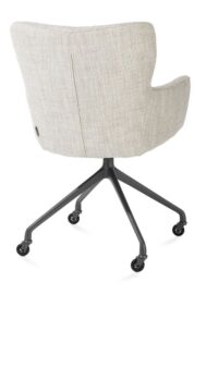 Sage, armstoel + wielen - alu frame in graphiet - stof Luton - Creme - Afbeelding 2