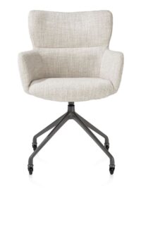 Sage, armstoel + wielen - alu frame in graphiet - stof Luton - Creme