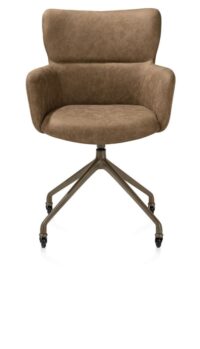 Sage, armstoel + wielen - alu frame in steelbrown - stof Oregon - Desert