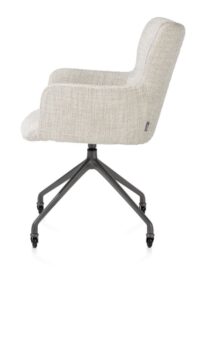 Sage, armstoel + wielen - alu frame in graphiet - stof Luton - Creme - Afbeelding 3