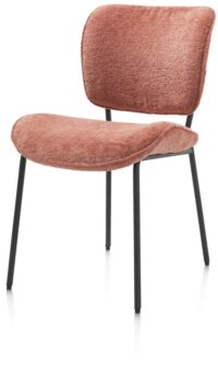 Julia, eetkamerstoel - rough off black frame - stof Lecce - perzik