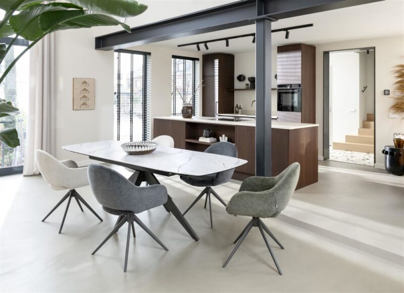 Padova, Uitschuiftafel 180 (+ 60) X 90 Cm - Keramiek Op Glas - Antraciet - Afbeelding 3