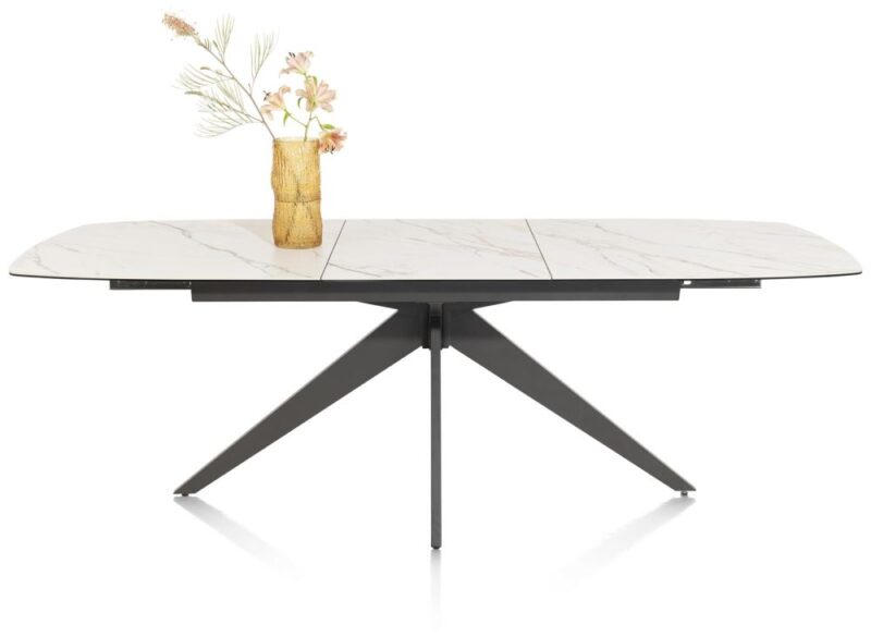 Padova, Uitschuiftafel 180 (+ 60) X 90 Cm - Keramiek Op Glas - Wit - Afbeelding 1