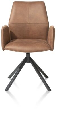 Franky, chaise à accoudoirs - fixe - poignee - ressorts ensaches - Taurus - Cognac