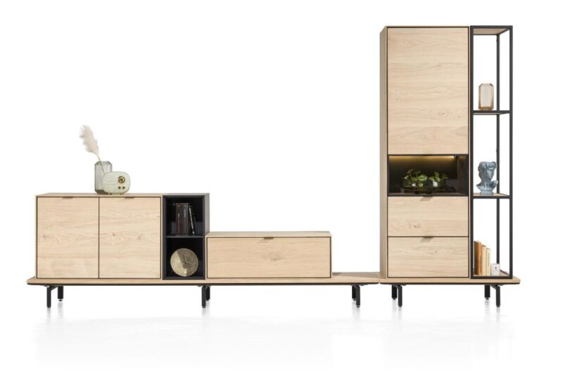 Elements, Dressoir 240 Cm. - 3-Deuren + 2-Laden + 5-Niches + Led - Natural - Afbeelding 3