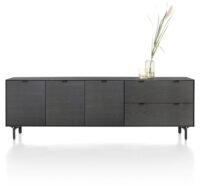 Elements, dressoir 240 cm - 3-deuren + 2-laden incl. metalen poten - Onyx