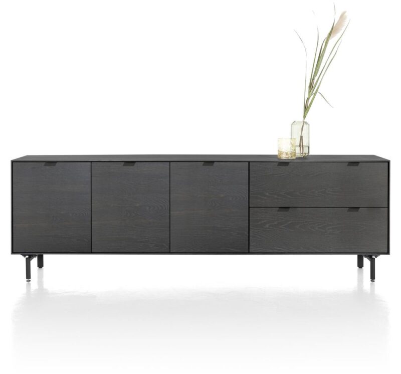 Elements, Dressoir 240 Cm - 3-Deuren + 2-Laden Incl. Metalen Poten - Onyx - Afbeelding 1