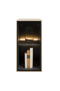 Elements, box 60 x 30 cm. - hout - hang + 2-niches + led - natural