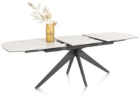 Padova, uitschuiftafel 180 (+ 60) x 90 cm - keramiek op glas - wit - Afbeelding 2