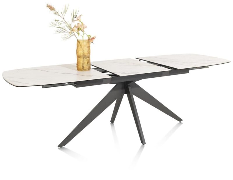 Padova, Uitschuiftafel 180 (+ 60) X 90 Cm - Keramiek Op Glas - Wit - Afbeelding 2