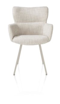 Sage, chaise à accoudoirs - 4 pieds creme - tissu Luton - Creme