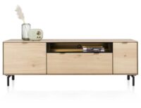 Elements, lowboard 180 cm. - hang + 1-deur + 1-lade + klep + 1-niche + led incl. metalen poten - natural