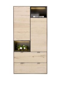 Elements, armoire 90 cm. - 2-portes + 2-tiroirs + 2-niches + led - natural
