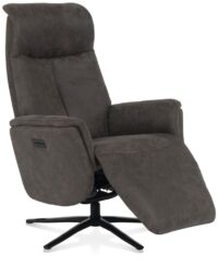 Nocarini, relax-fauteuil - 2-motoren- zwarte poot - verstelbare hoofdsteun + accu - stof Oregon lava - Lava - Afbeelding 2