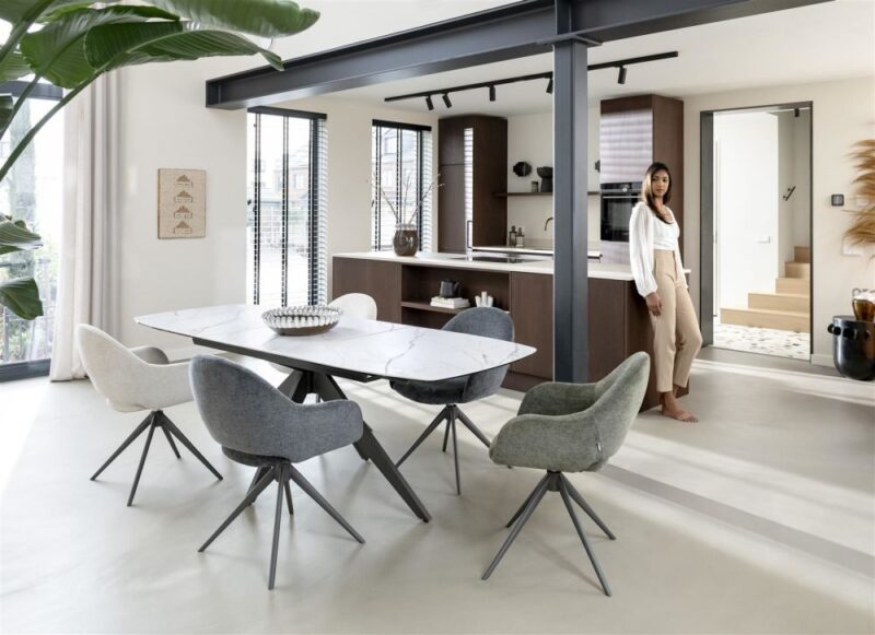 Padova, Uitschuiftafel 180 (+ 60) X 90 Cm - Keramiek Op Glas - Antraciet - Afbeelding 2