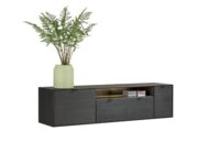 Elements, buffet bas 180 cm. - a suspendre + 1-porte + 1-tiroir + porte rabattante + 1-niche + led - Onyx - Image 2