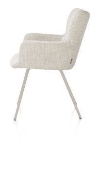 Sage, chaise à accoudoirs - 4 pieds creme - tissu Luton - Creme - Image 3