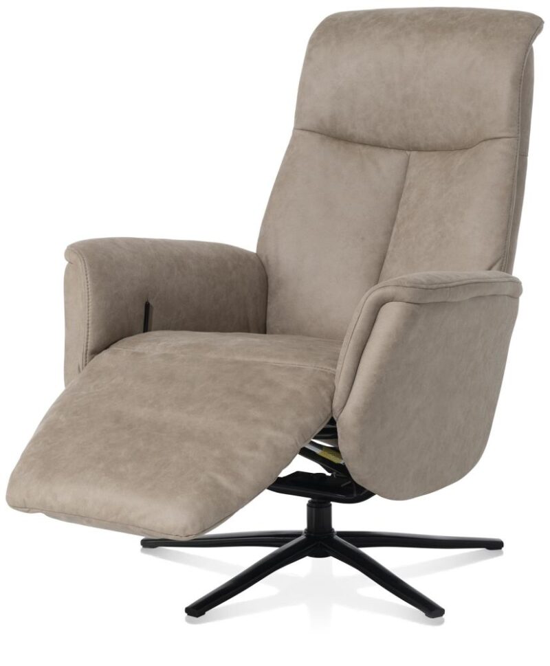 Nocarini, Relax-Fauteuil - 2-Motoren - Zwarte Poot - Verstelbare Hoofdsteun - Stof Oregon Lava - Beige - Afbeelding 2