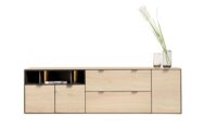 Elements, buffet 210 cm. - 3-portes + 2-tiroirs + 3-niches + led - natural