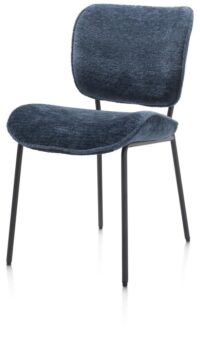 Julia, eetkamerstoel - rough off black frame - stof Lecce - Blauw