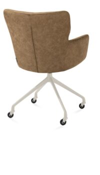 Sage, chaise à accoudoirs + roulettes - pietement aluminium creme - tissu Oregon - Desert - Image 2