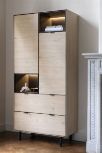 Elements, armoire 90 cm. - 2-portes + 2-tiroirs + 2-niches + led - natural - Image 2