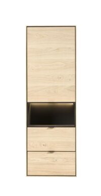 Elements, armoire smal - 60 cm. - 1-porte + 2-tiroirs + 1-niche + led - natural