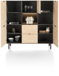 Elements, dressette 150 cm - 5-deuren + 2-laden + 1-niche + led incl. metalen poten - natural - Afbeelding 2