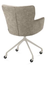 Sage, chaise à accoudoirs + roulettes - pietement aluminium creme - tissu Oregon - beige - Image 2