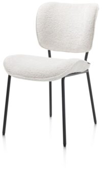 Julia, eetkamerstoel - rough off black frame - stof Lecce - Creme