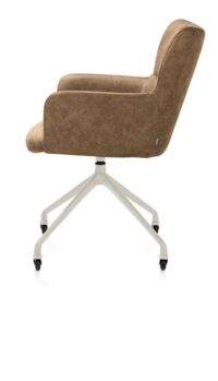 Sage, chaise à accoudoirs + roulettes - pietement aluminium creme - tissu Oregon - Desert - Image 3