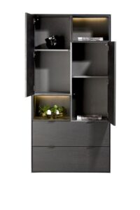 Elements, armoire 90 cm. - 2-portes + 2-tiroirs + 2-niches + led - Onyx - Image 2