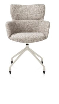 Sage, armstoel + wielen - alu frame in creme - stof Luton - koper