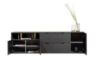 Elements, dressoir 210 cm. - 3-deuren + 2-laden + 3-niches + led - Onyx - Afbeelding 2