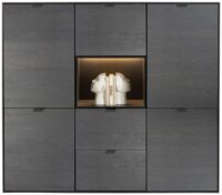 Elements, dressette 150 cm - 5-deuren + 2-laden + 1-niche + led - Onyx