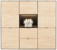 Elements, dressette 150 cm - 5-portes + 2-tiroirs + 1-niche + led - natural