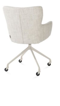 Sage, chaise à accoudoirs + roulettes - pietement aluminium creme - tissu Luton - Creme - Image 2