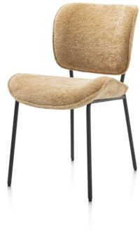 Julia, eetkamerstoel - rough off black frame - stof Lecce - Okergeel