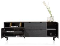 Elements, buffet 210 cm. - 3-portes + 2-tiroirs + 3-niches + led incl. pieds en métal - Onyx - Image 2