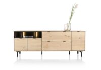 Elements, buffet 210 cm. - 3-portes + 2-tiroirs + 3-niches + led incl. pieds en métal - natural