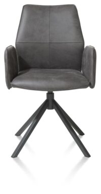 Franky, chaise à accoudoirs - pivotante - poignee - ressorts ensaches - Taurus - off black