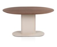 Brianza, eetkamertafel 150 x 120 cm - walnoot fineer - Creme - Afbeelding 3