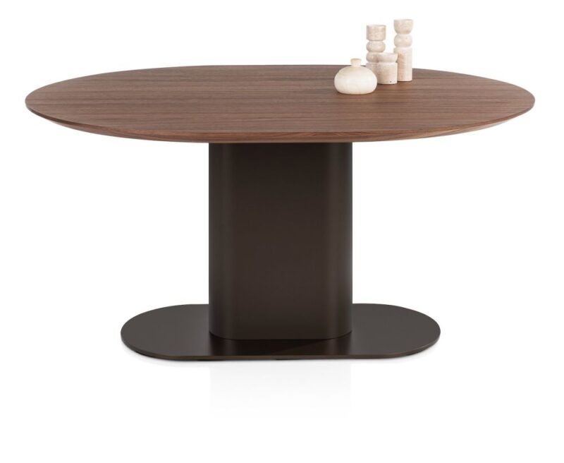Brianza, Eetkamertafel 150 X 120 Cm - Walnoot Fineer - Steel Brown - Afbeelding 1