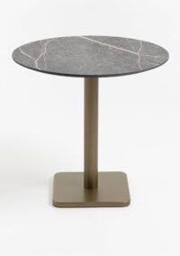 Brest bistrotafel marble light grey D80cm - Goud