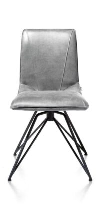 Mac, eetkamerstoel - off black frame - Rocky + greep Catania zwart - Lichtgrijs