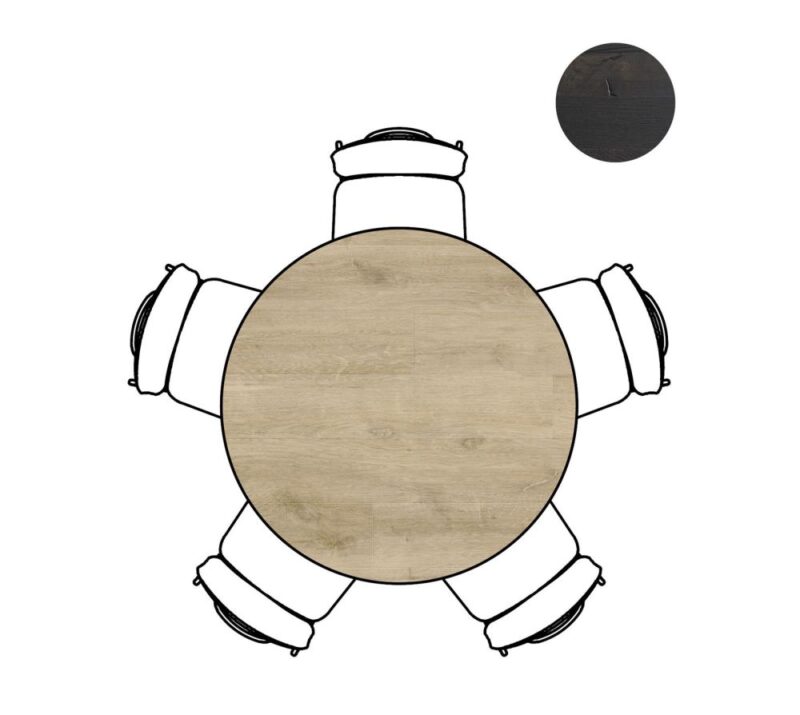 Arvada, Tafel 125 Cm. - Rond - Centrale Poot Nebbia - Naturel Nebbia - Afbeelding 2